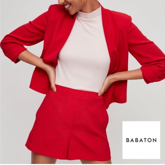 Babaton Pants - Babaton | Artizia | High rise short | Red colour | Size 6 | Faux fly